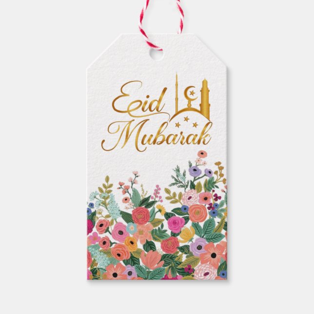 Eid mubarak floral  gift tags (Front)