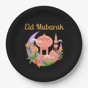 Eid Mubarak Floral Paper Plate