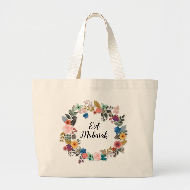 EID MUBARAK FLORAL WREATH TOTE (Front)