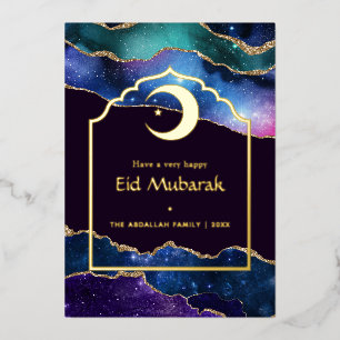 Eid Mubarak Galaxy and Gold Agate