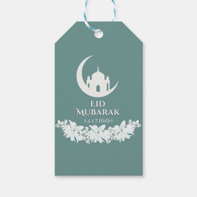 Eid Mubarak Gift Tag 1447H Islamic Crescent Moon  (Front)