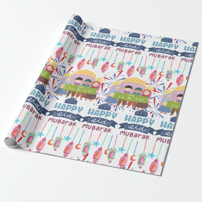EID Mubarak Gift Wrapping Paper (Unrolled)
