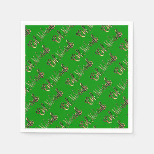 Eid Mubarak Gold Look Text Pattern Elegant Napkin