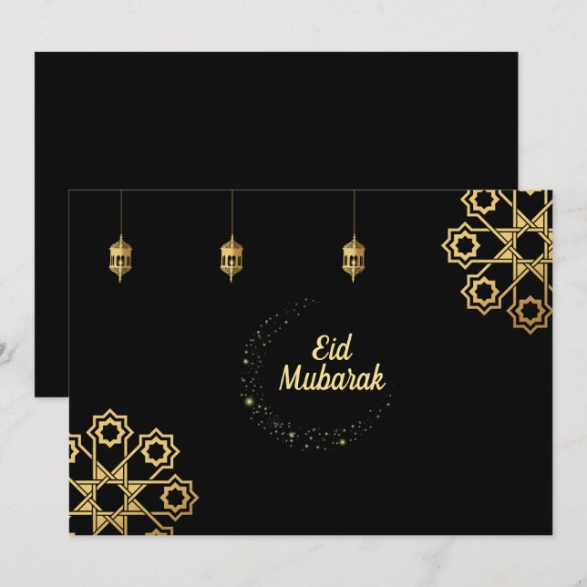 Eid Mubarak Golden Customise Invitation (Front/Back)
