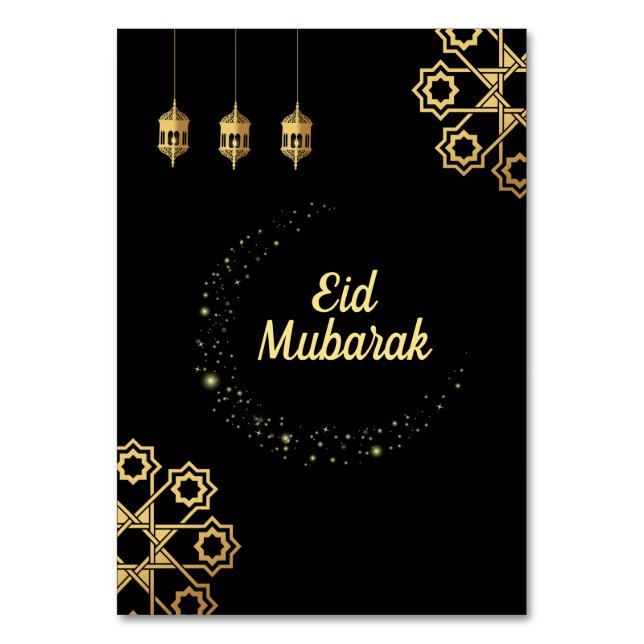 Eid Mubarak Golden Customise Table Number (Front)