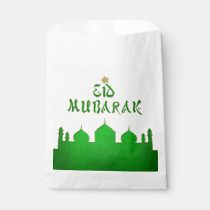 Eid Mubarak Green Gold Mosque Favour Bags