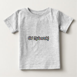 Eid Mubarak Greeting Rainbow Colours Typography Baby T-Shirt