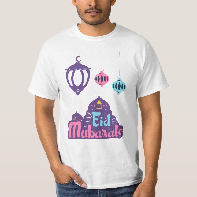 Eid Mubarak- Happy and Blessed Eid T-Shirt (Front)