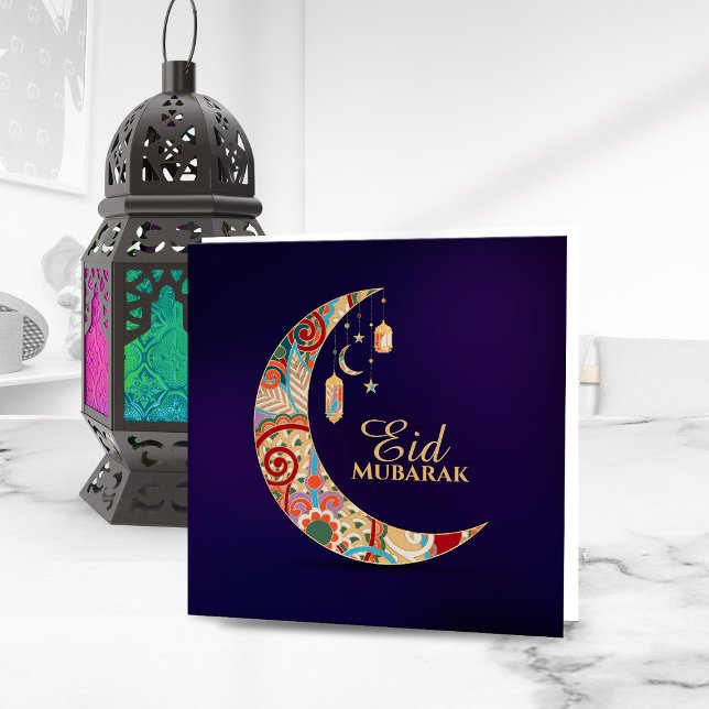 Eid Mubarak - Happy Eid - Colourful Crescent  Holiday Card (Creator Uploaded)