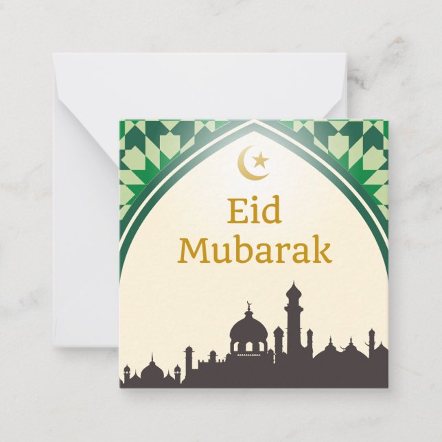 Eid Mubarak in Light Yellow Background Card (Front)