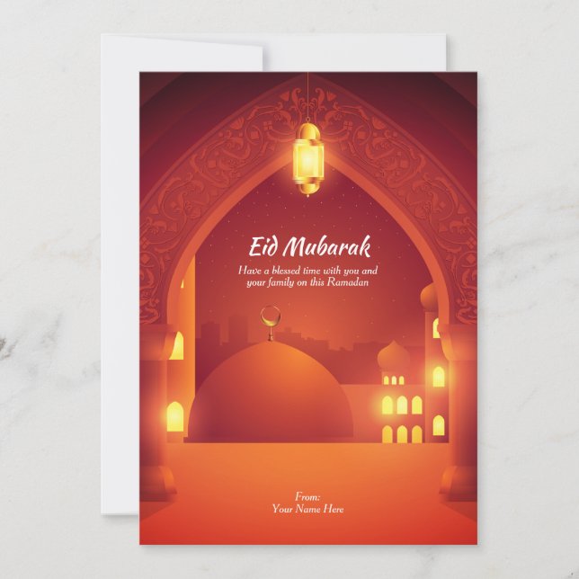 Eid Mubarak | Islamic decorative door and pillars Invitation (Front)