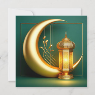 Eid Mubarak Islamic Traditional Lantern Crescent Holiday Card