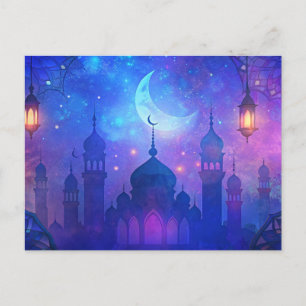 Eid Mubarak Magic Arabian Nights Crescent Colours Postcard