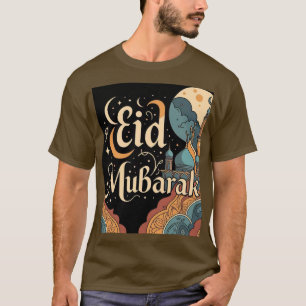 Eid Mubarak Mens Tshirt With Elegant Mosque