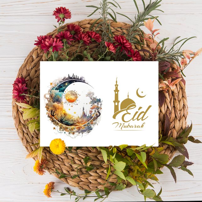 Eid Mubarak Moon and Sun fantasy Eid Greeting Holiday Card (Eid Mubarak Moon and Sun fantasy Eid Greeting Holiday Card)