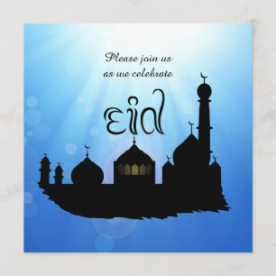 Eid Mubarak Mosque with Sunrays - Party Invitation