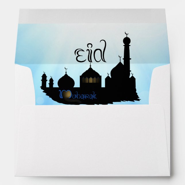 Eid Mubarak Mosque with Typography Envelope (Back (Bottom))