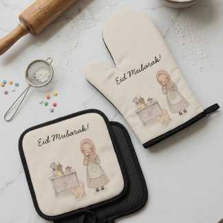 Eid Mubarak Oven Mitt & Pot Holder Set