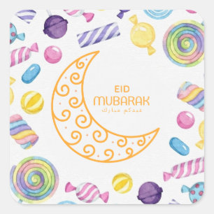 Eid mubarak pattern candy  square sticker
