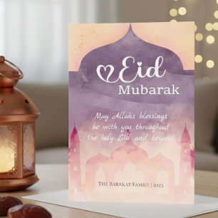 Eid Mubarak Personalised Card with Mosque Design