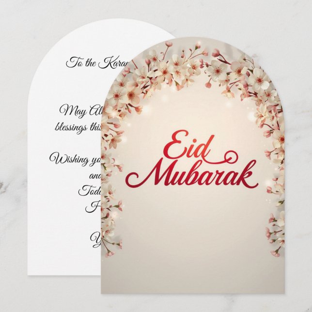 Eid mubarak Personalised Floral Greeting Card (Front/Back)
