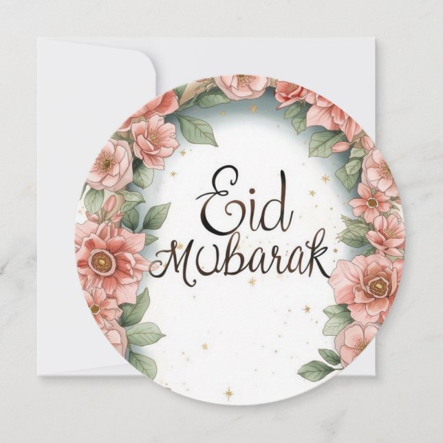 Eid mubarak Personalised Floral Greeting Card (Front)