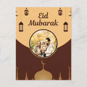 Eid Mubarak Photo Frame Mosque Skyline Art Postcard
