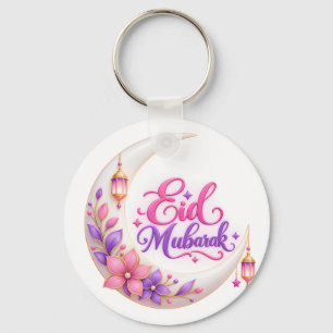 Eid Mubarak Pink and Purple Key Ring