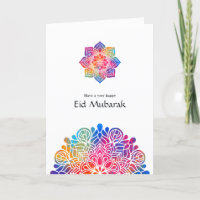 Eid Mubarak Rainbow Mandala Family Photo Greeting