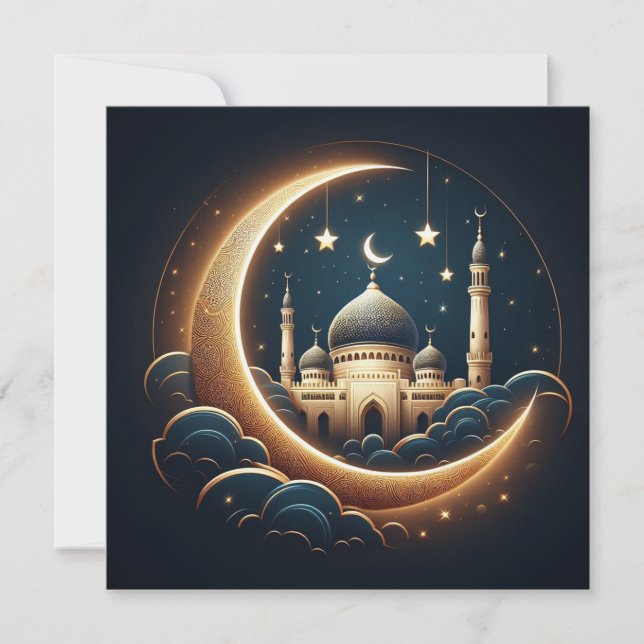 Eid Mubarak Ramadan Customisable Greetings Text Ho Holiday Card (Front)
