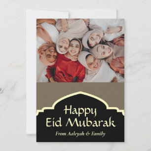 Eid Mubarak Ramadan Elegant Photo black Gold Holiday Card