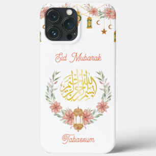  Eid Mubarak  Ramadan Golden Calligraphy  Flowers iPhone 13 Pro Max Case