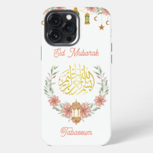 Eid Mubarak Ramadan Golden Calligraphy Flowers iPhone 13 Pro Max Case