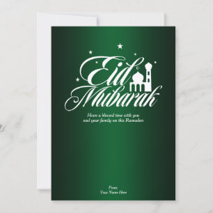 Eid Mubarak Ramadan Greeting Card Elegant Green
