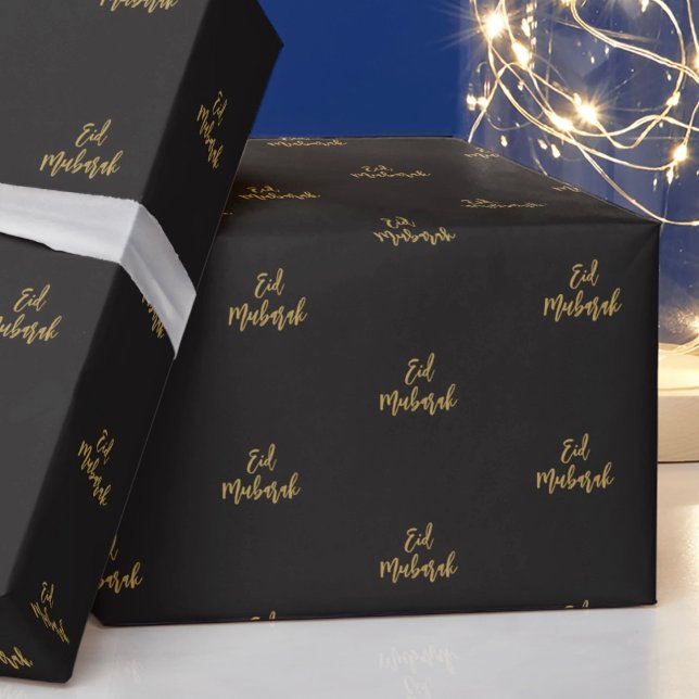 Eid Mubarak Royal Black Gold Gift Wrapping Paper (Creator Uploaded)