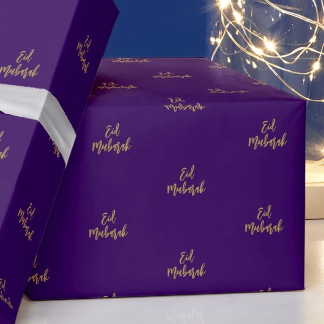 Eid Mubarak Royal Purple Gold Gift Wrapping Paper (Creator Uploaded)