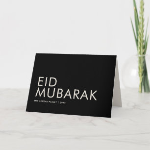 Eid Mubarak Simple Black and White Muslim Holiday Card
