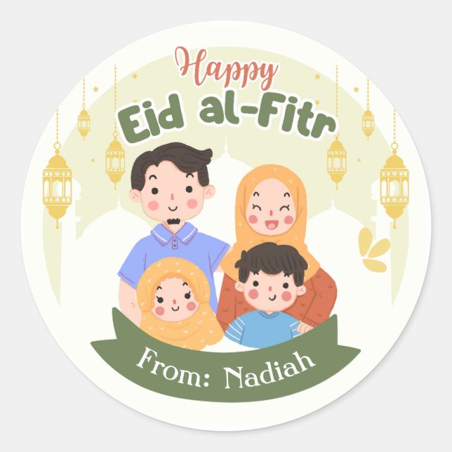 Eid Mubarak Stickers - Eid-al-Fitr Personalised (Front)