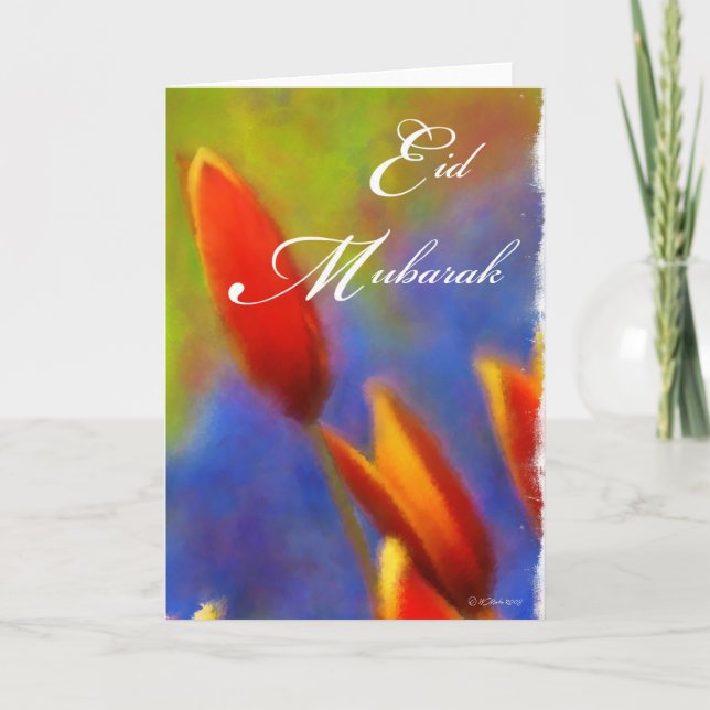 Eid Mubarak- Tulip Buds Holiday Card (Front)