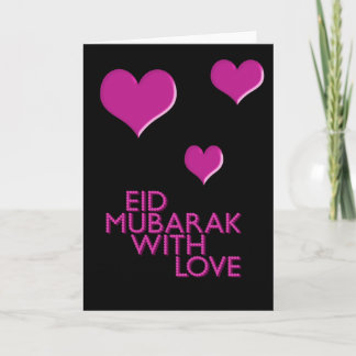 eid mubarak with love pink holiday card