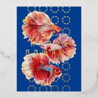 Eid Nowruz Lucky Goldfish Trio Foil Postcard