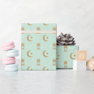 Eid or Ramadan Lanterns & Crescent Seamless Wrapping Paper