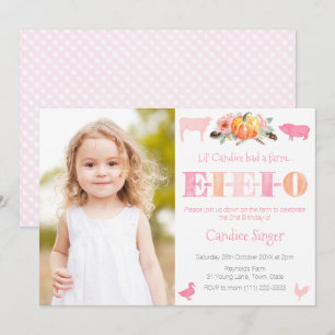 EIEIO Pumpkin Farm Petting Zoo Girl Birthday Party Invitation