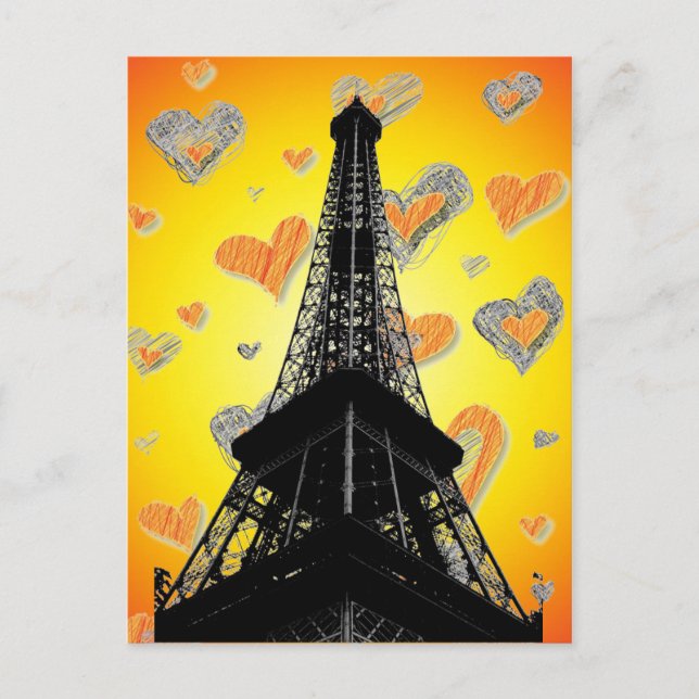 Eifel Tower Hearts Postcard (Front)