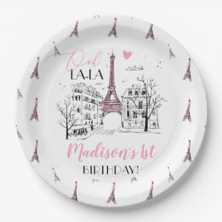 Eifel Tower Paris Parisian Birthday Party, Any Age Paper Plate