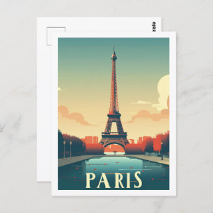 Eiffel Paris France Vintage Famous Travel Place Postcard