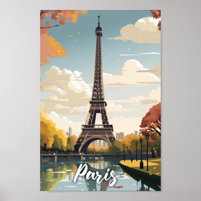 Eiffel Paris France Vintage Famous Travel Place Poster (Front)