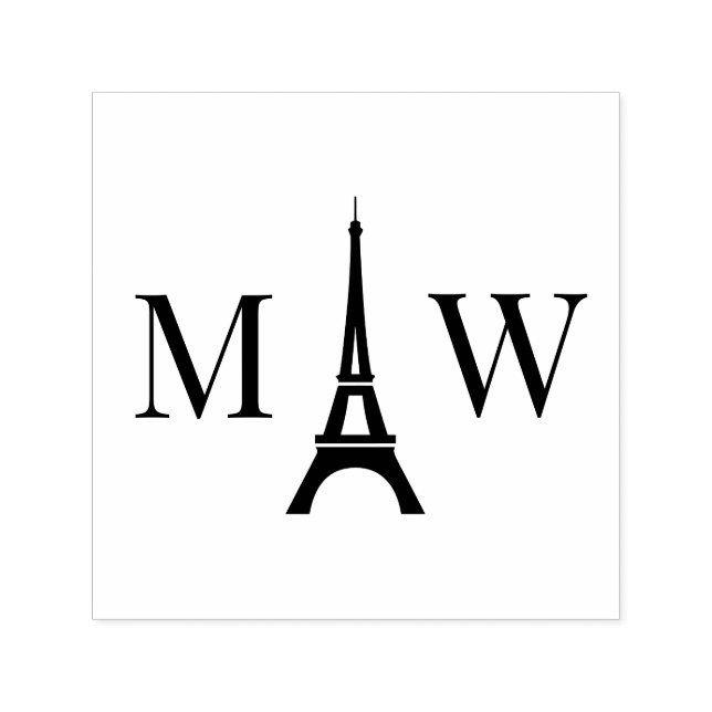 Eiffel Tower 2 Initial Wedding Monogram Self-inking Stamp (Design)