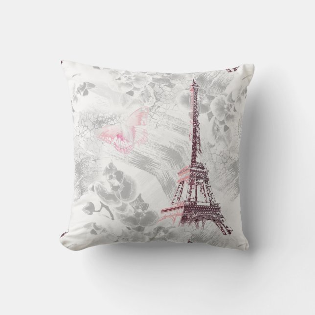 Eiffel tower against the background of orchids cushion (Front)