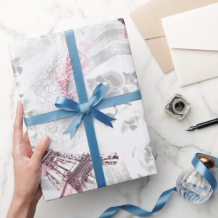 Eiffel tower against the background of orchids wrapping paper